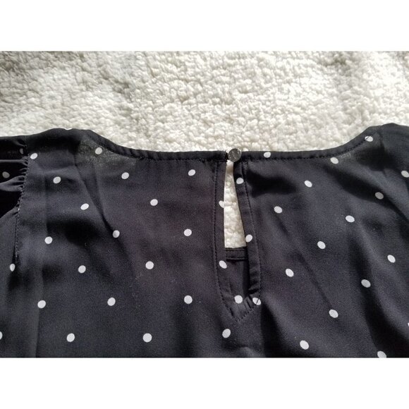 CECE Womens Black Semi-Sheer Polka Dot Cap Sleeve Keyhole Back Size (L) - Picture 6 of 10